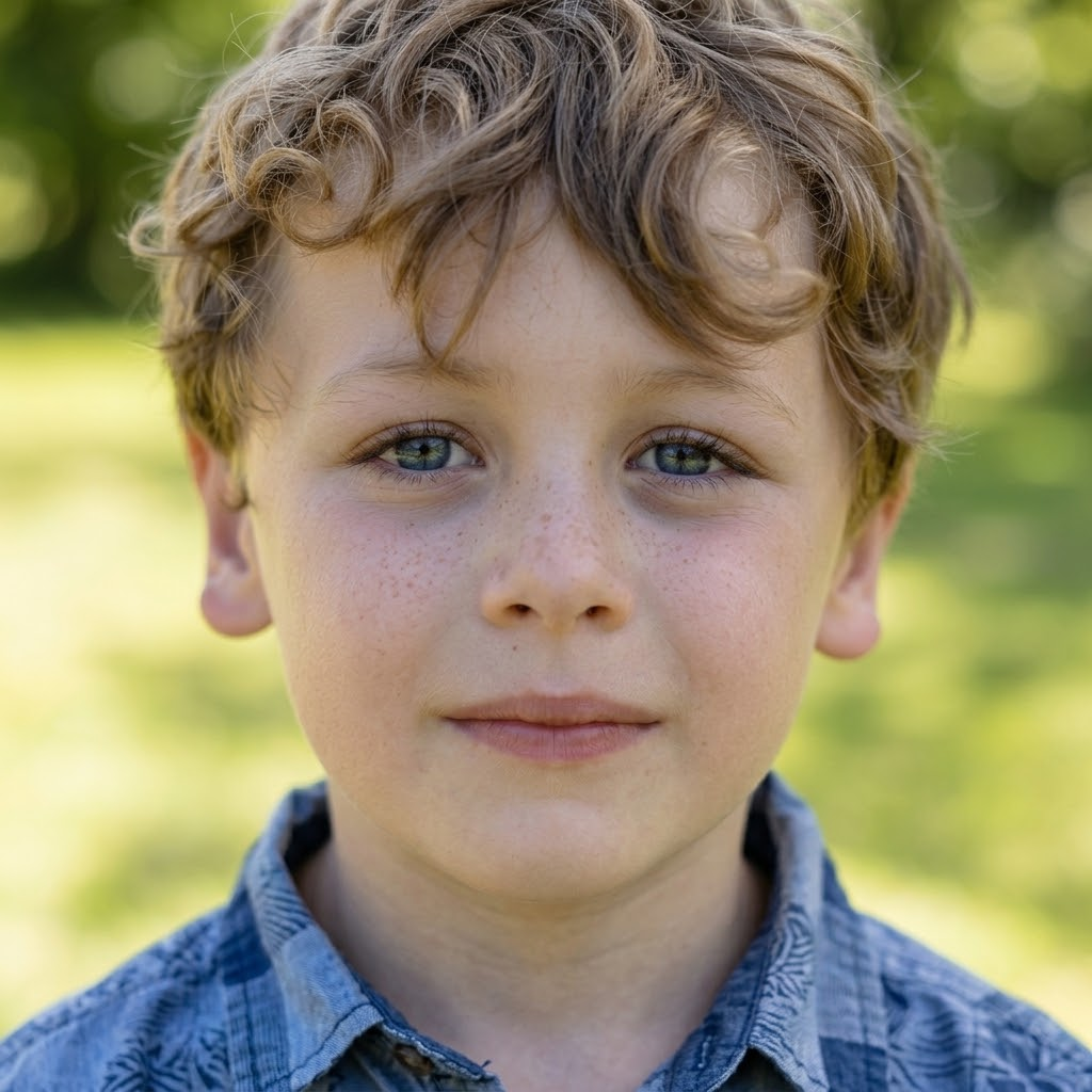 Photo of a boy with curly hair